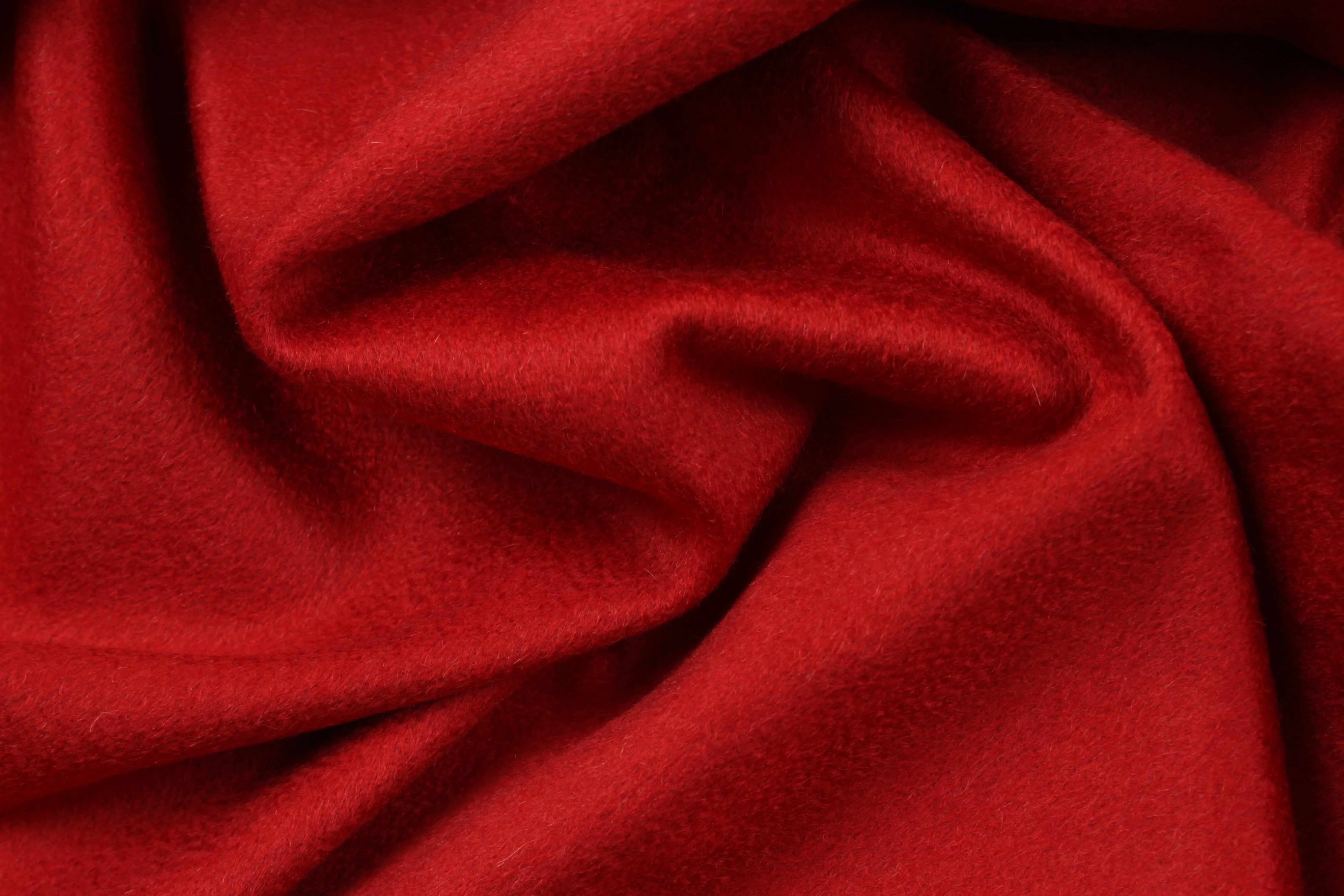 100% Cashmere Coat Fabric - Brushed, Soft, Luxurious, Red