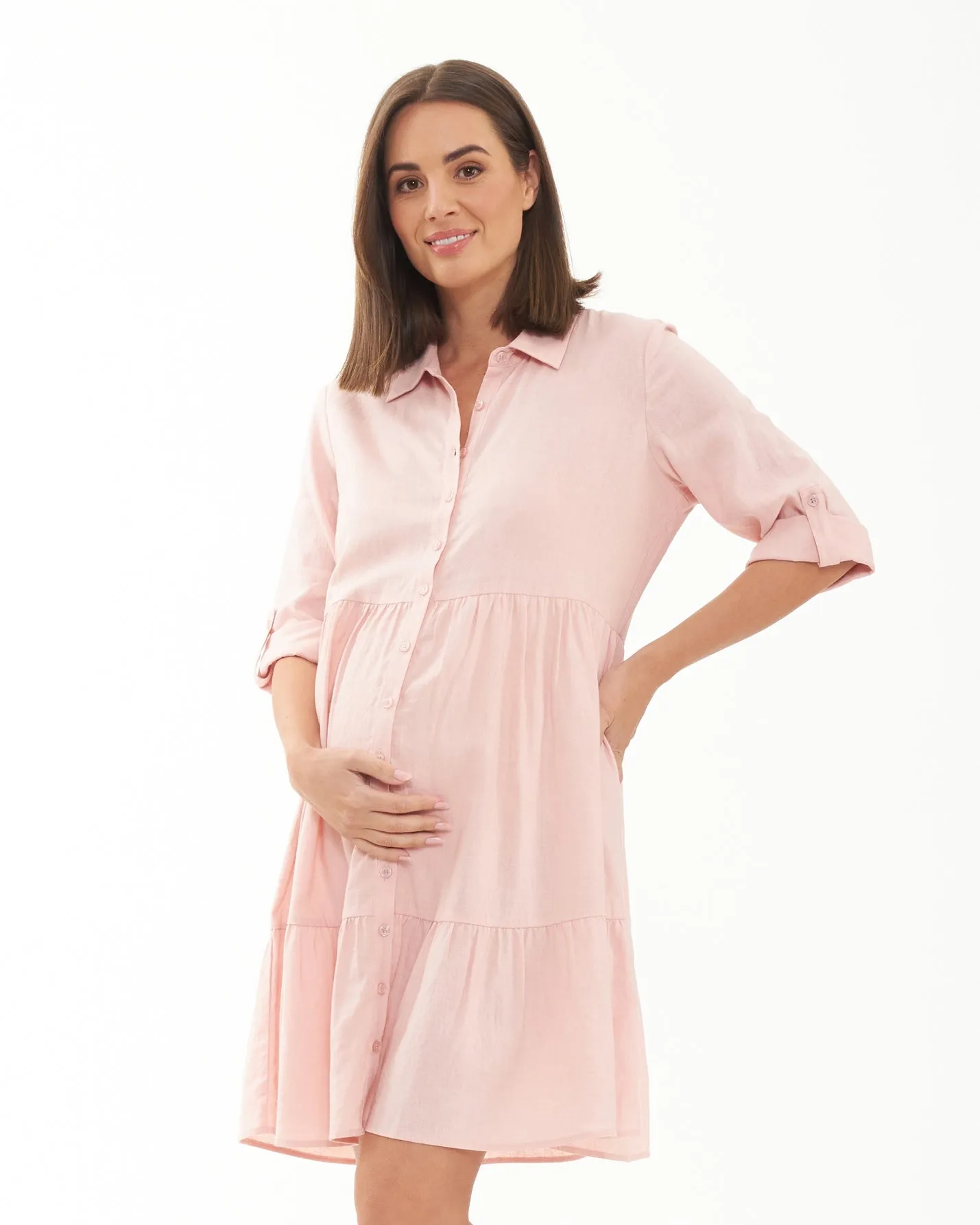 Adel Linen Dress - Soft Pink