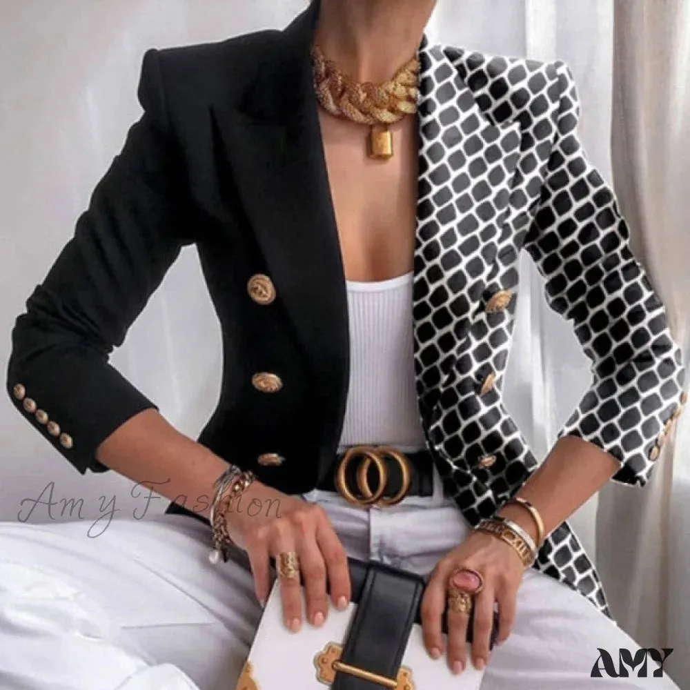 Amy Fashion - Elegant Office Lady Double Breasted Blazers