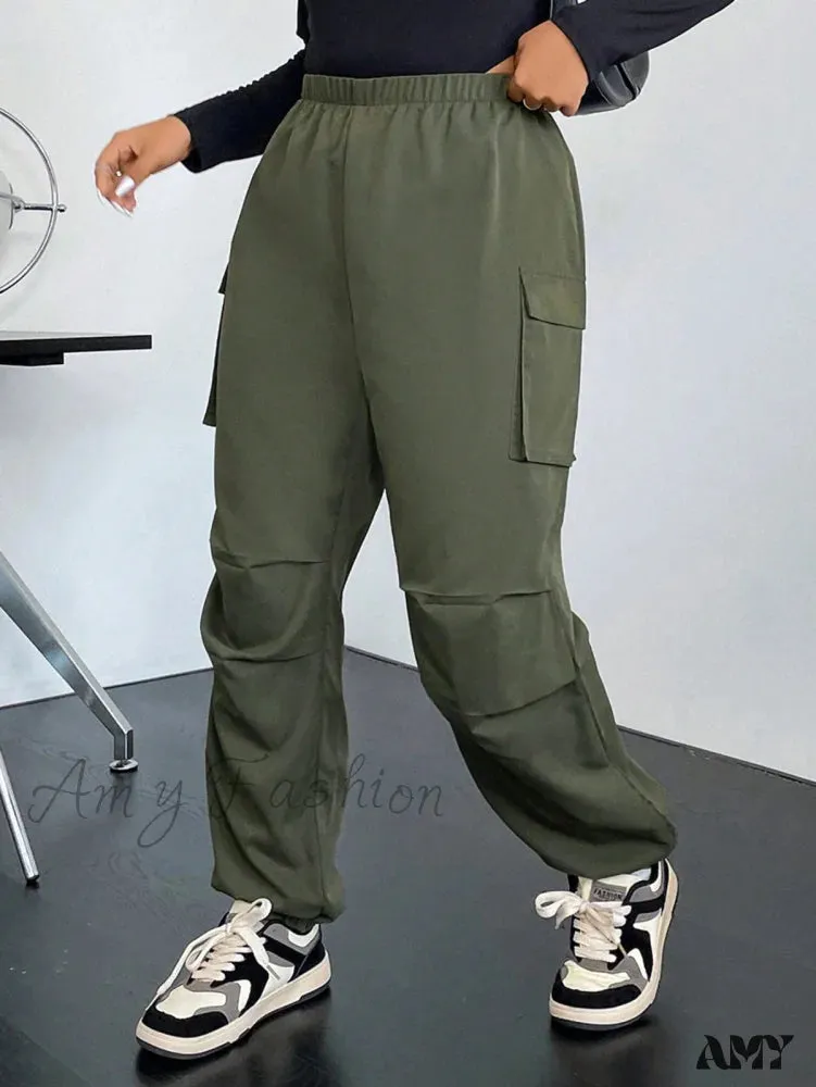 Amy Fashion - Flap Pocket Side Cargo Pants