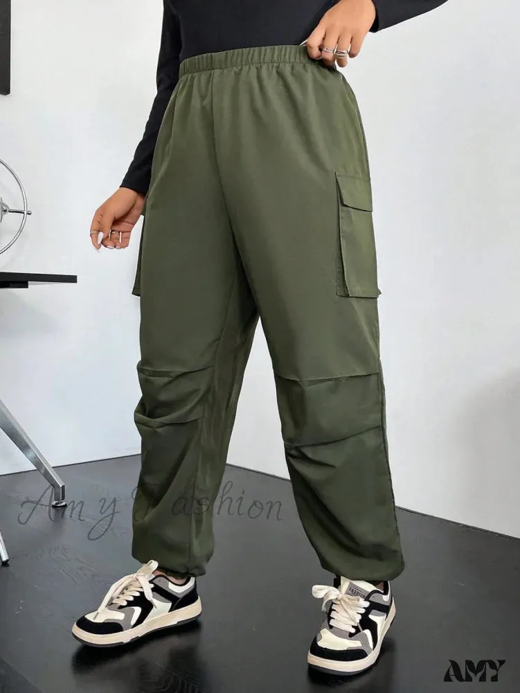 Amy Fashion - Flap Pocket Side Cargo Pants