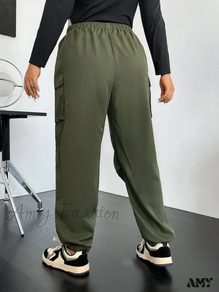 Amy Fashion - Flap Pocket Side Cargo Pants