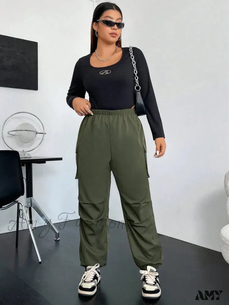 Amy Fashion - Flap Pocket Side Cargo Pants