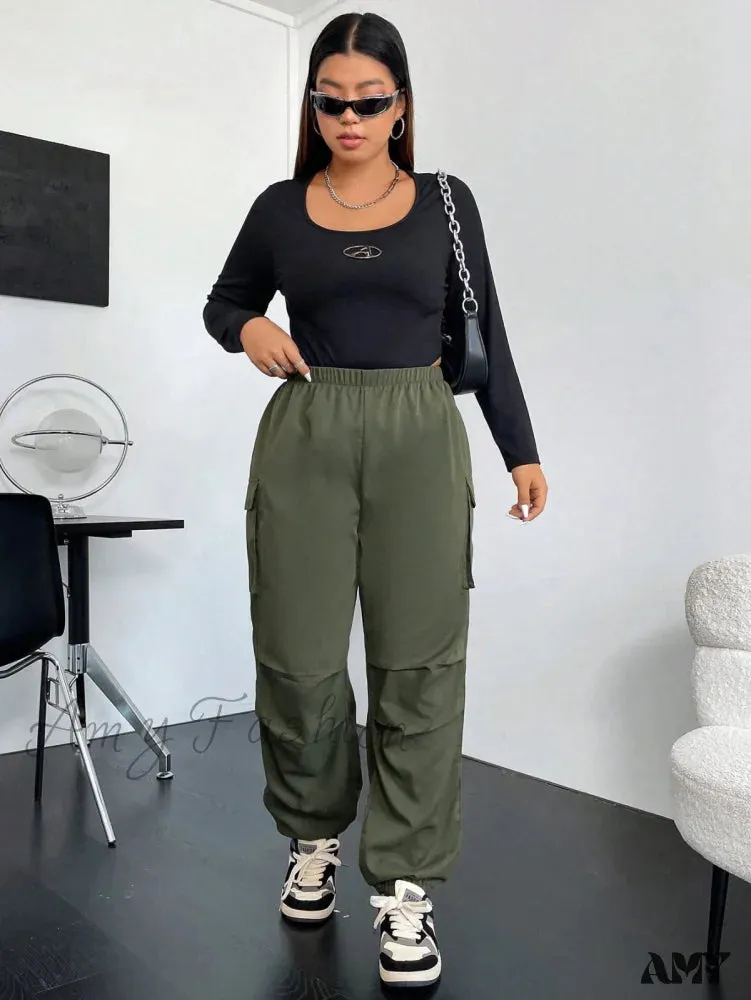 Amy Fashion - Flap Pocket Side Cargo Pants