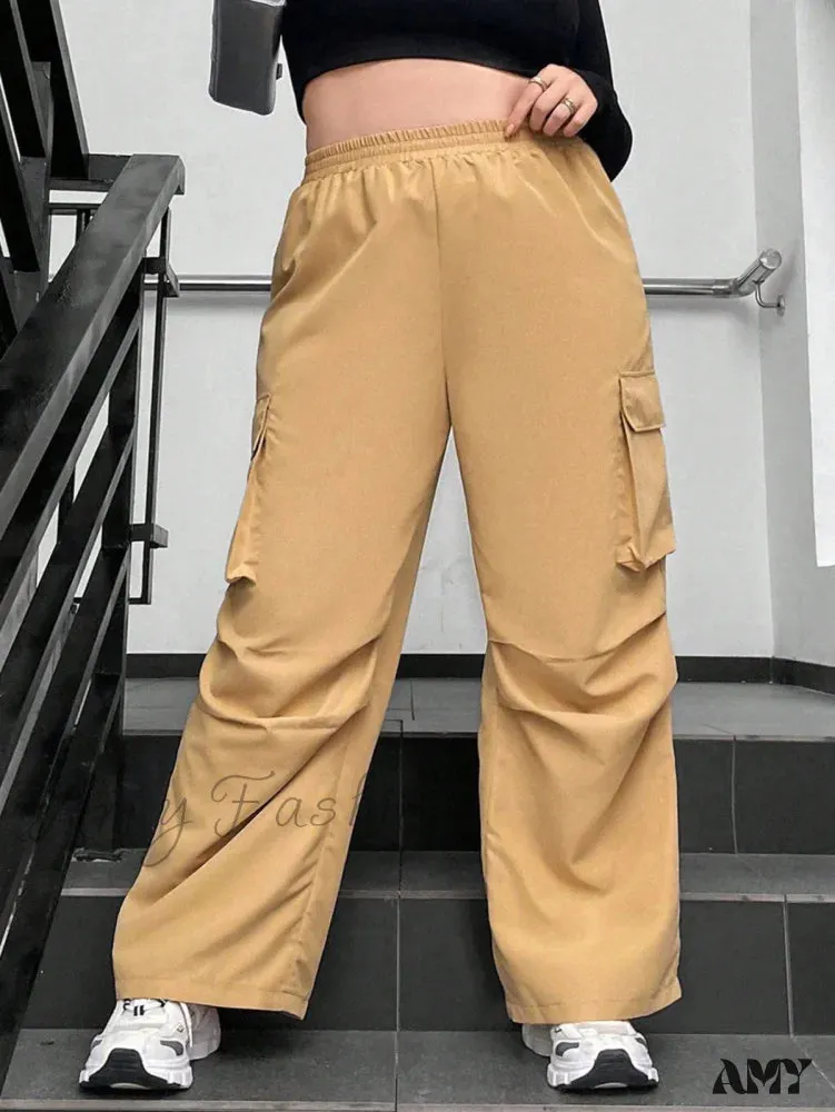 Amy Fashion - Flap Pocket Side Cargo Pants