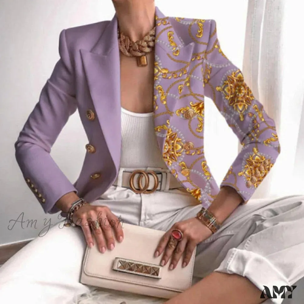 Amy Fashion - Office Lady Elegant Comfy Butterfly Print Blazer