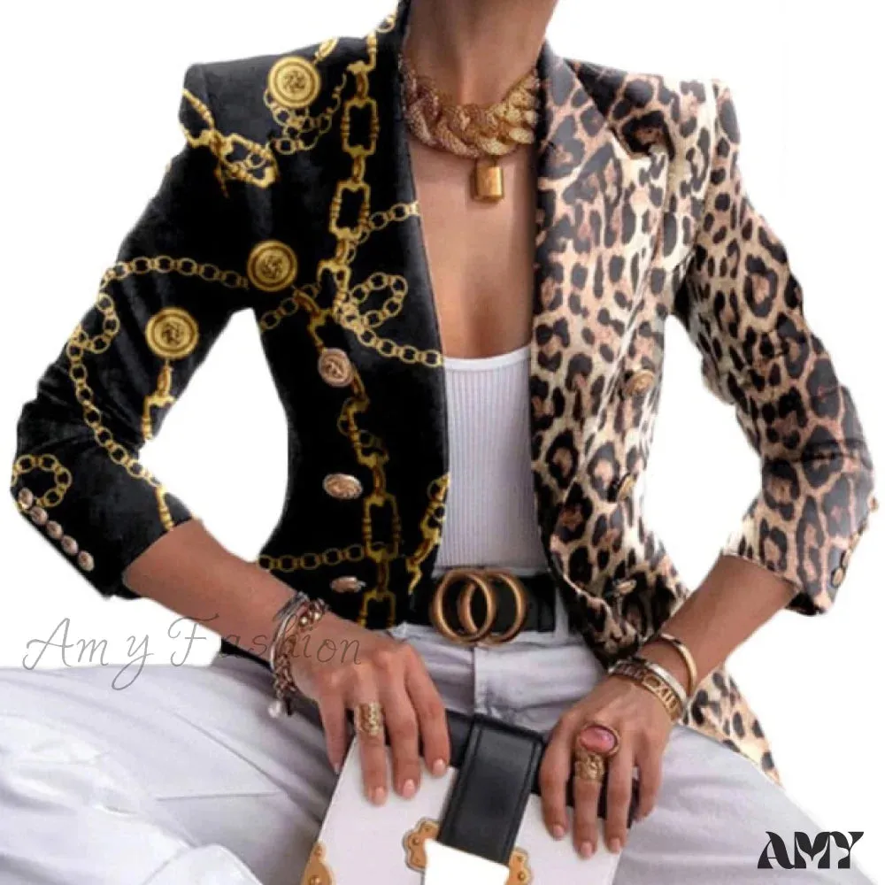 Amy Fashion - Office Lady Elegant Comfy Butterfly Print Blazer