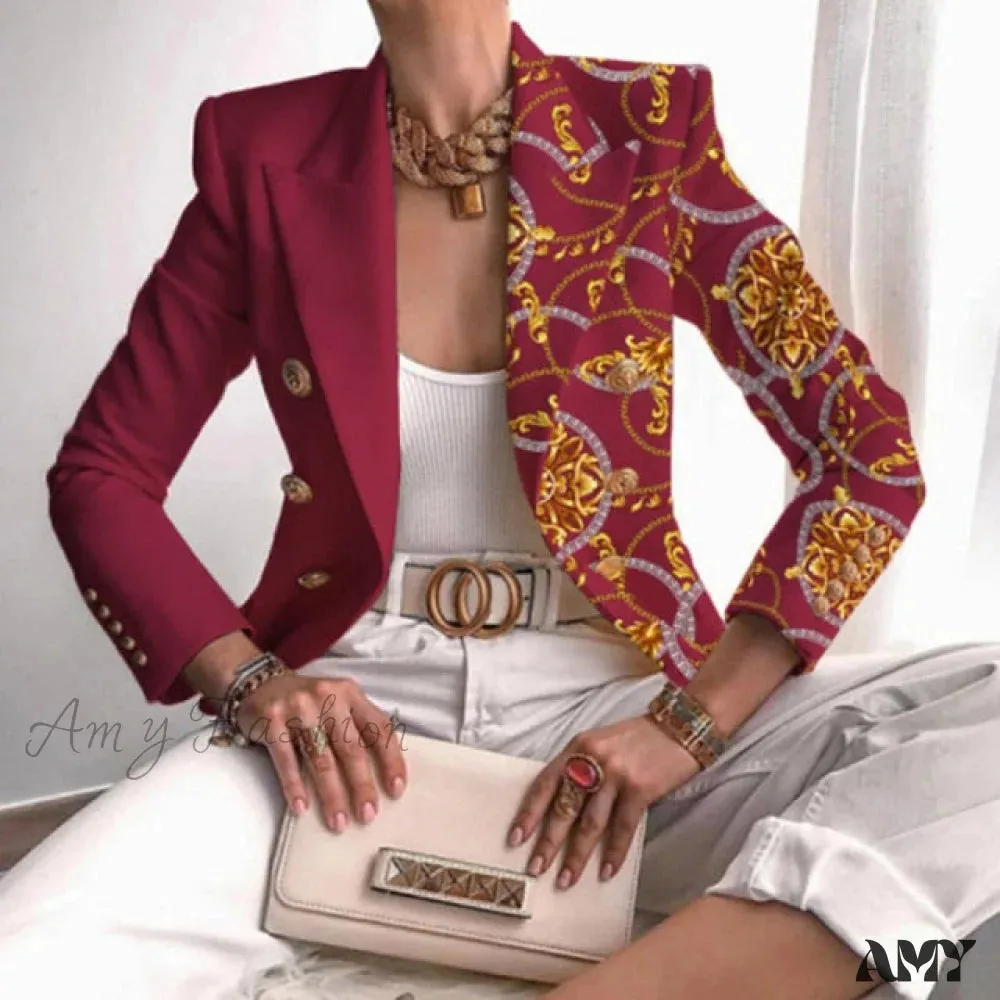 Amy Fashion - Office Lady Elegant Comfy Butterfly Print Blazer