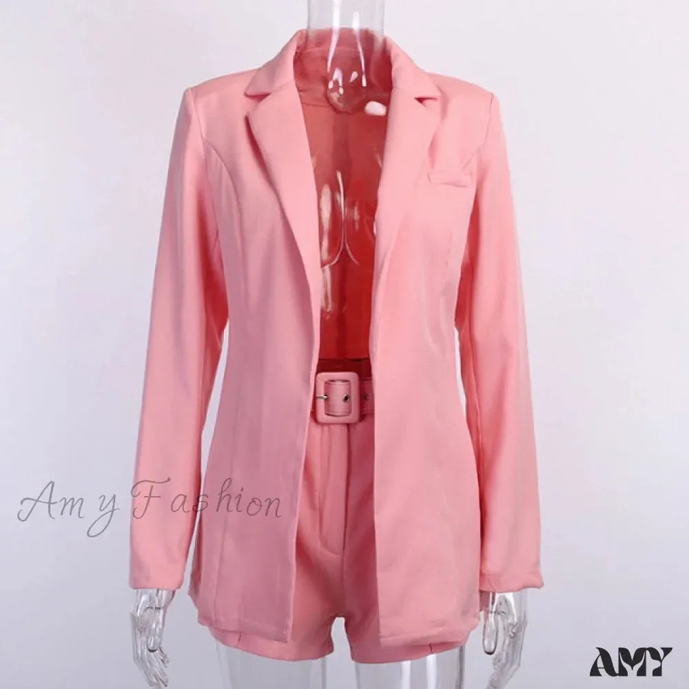 Amy Fashion - Women Fashion Elegant Two Piece Blazer Set