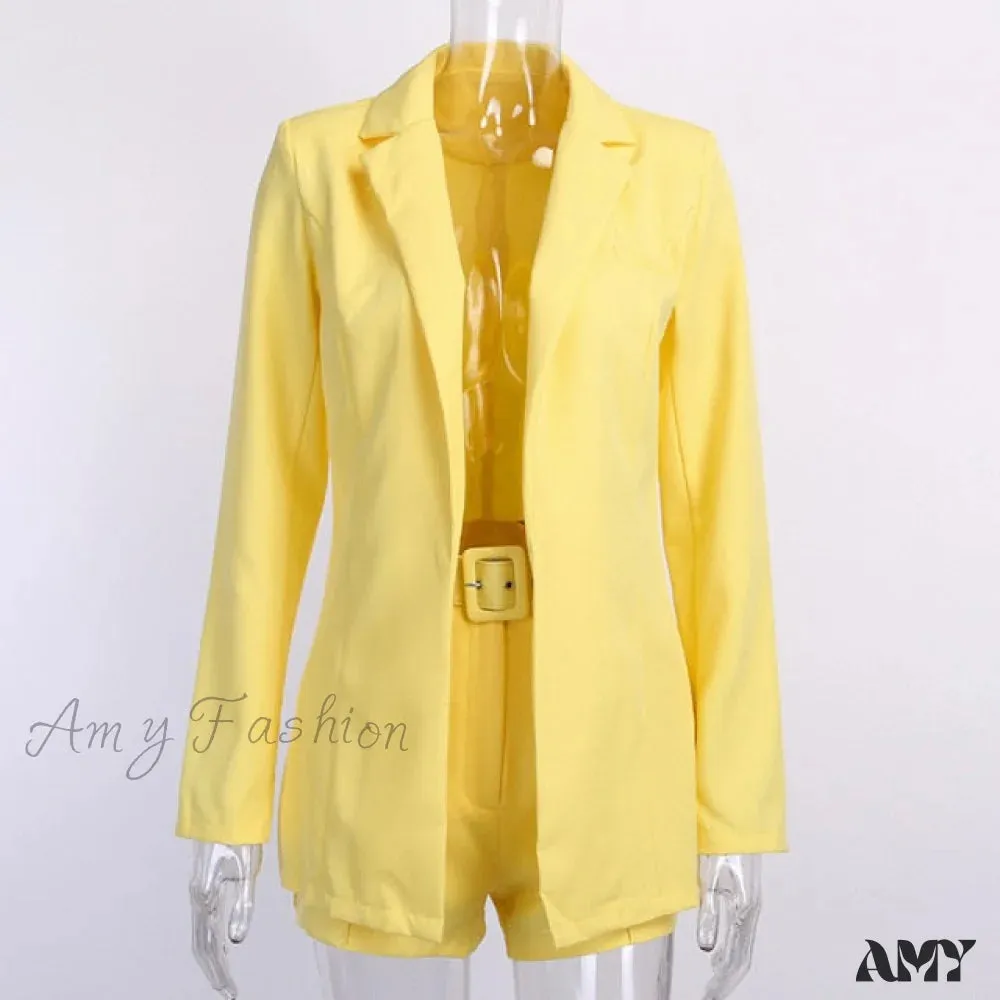 Amy Fashion - Women Fashion Elegant Two Piece Blazer Set