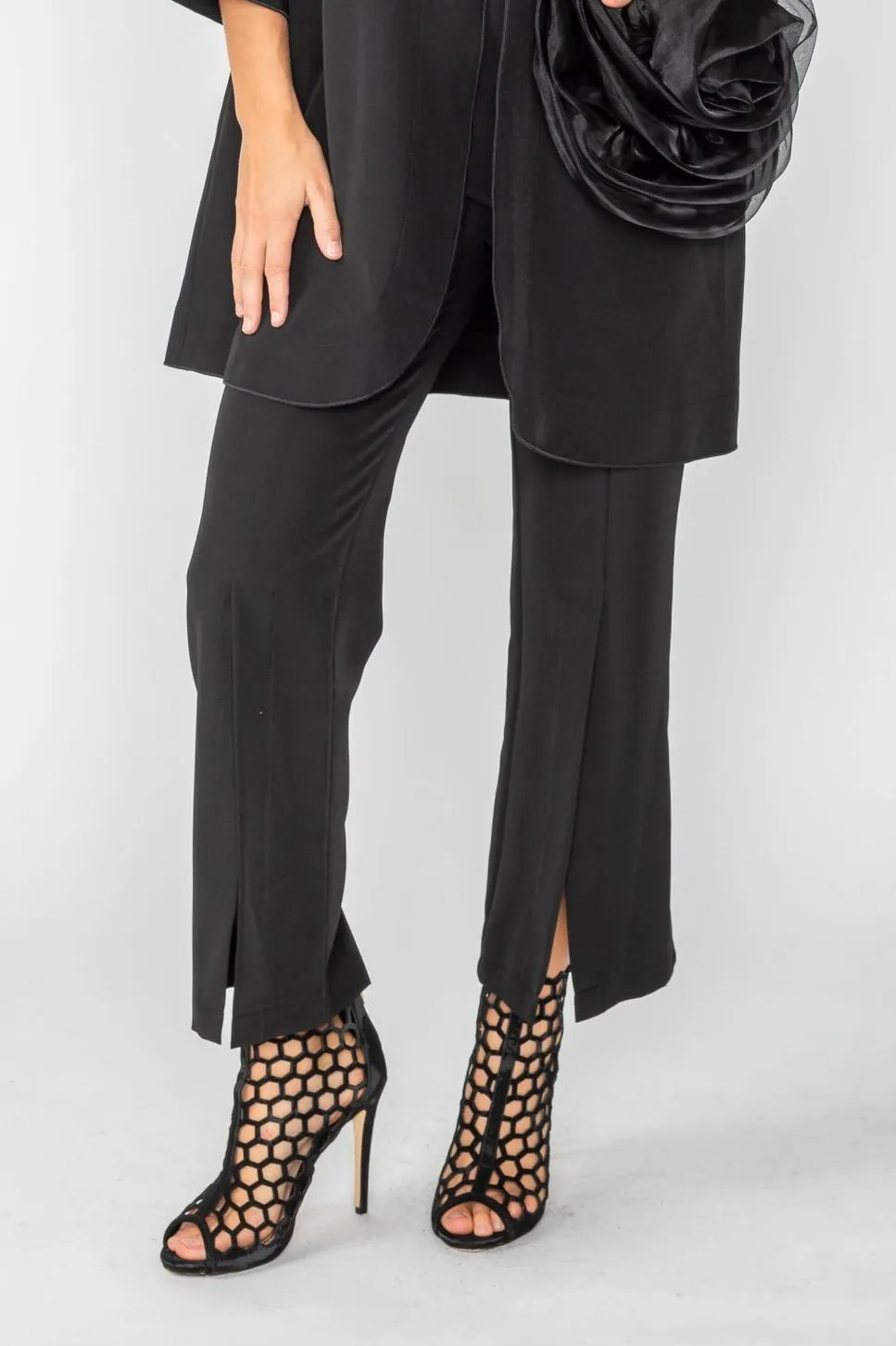 Black Pants With Front Slit