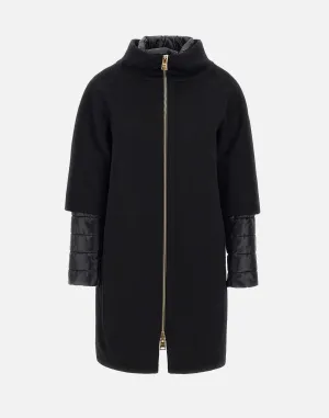 Black Resort Women's Coat with Down Jacket