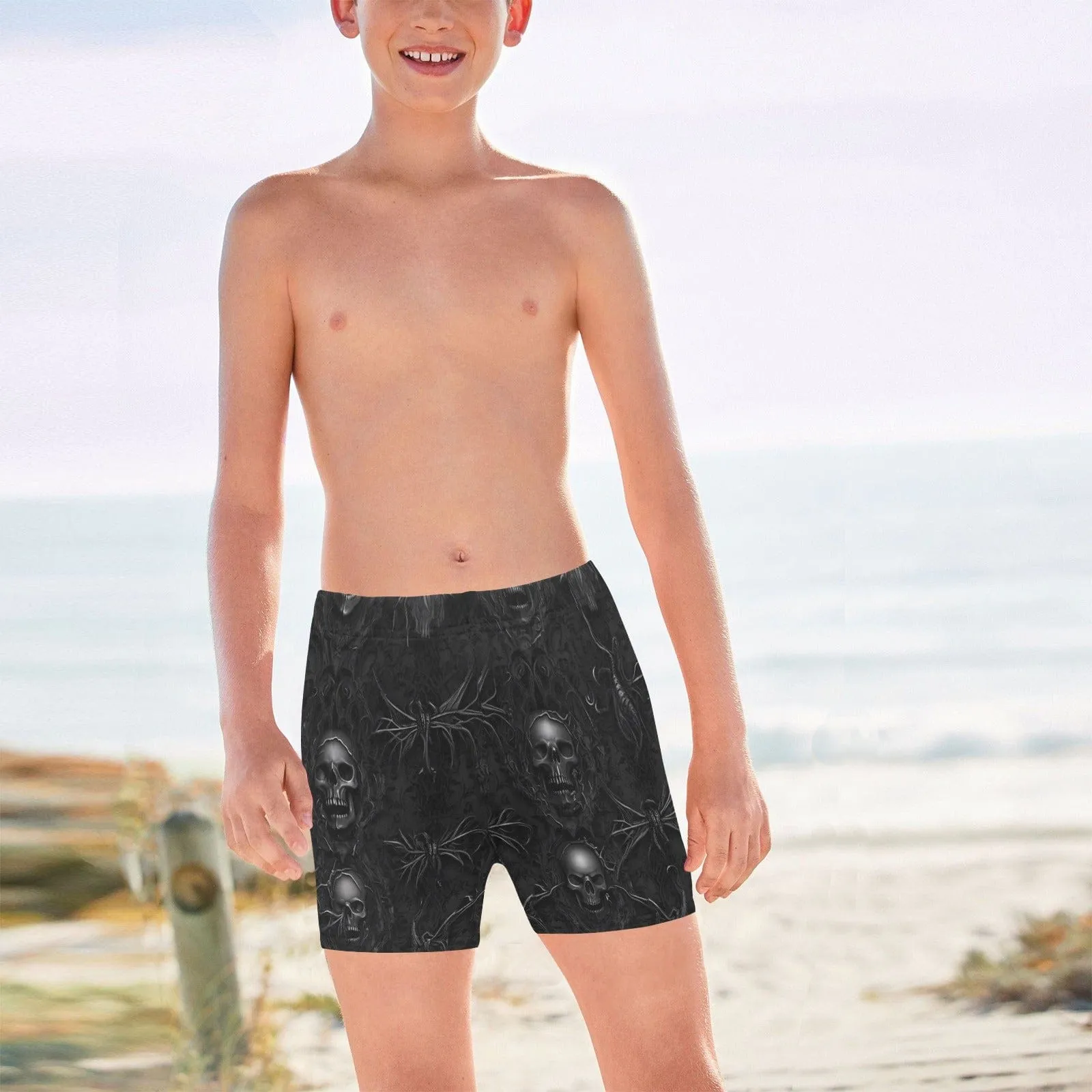 Black Skulls Big Boys' Swimming Trunks