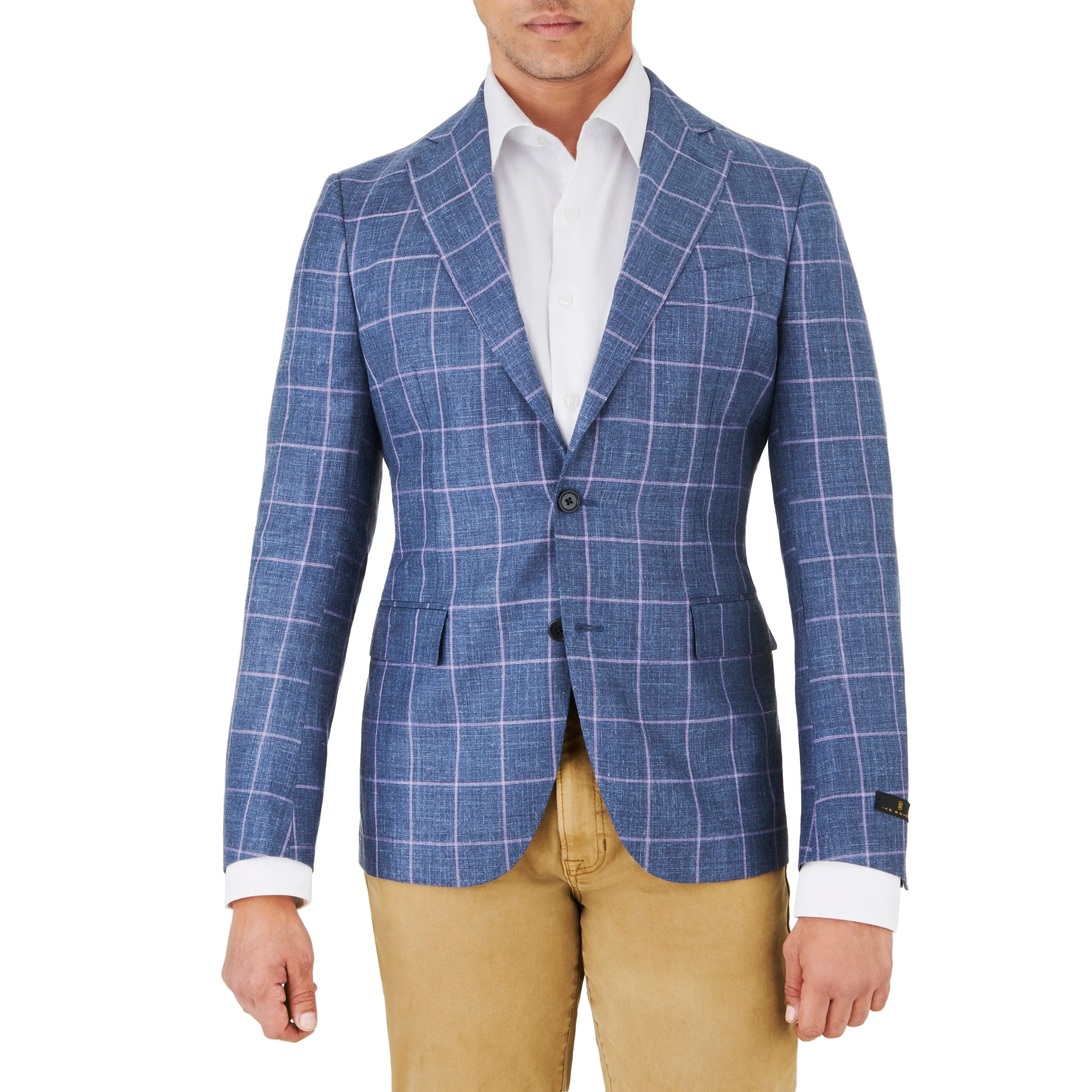 Blue Grey Sport Coat with Lilac Windowpane