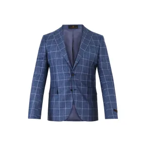 Blue Grey Sport Coat with Lilac Windowpane