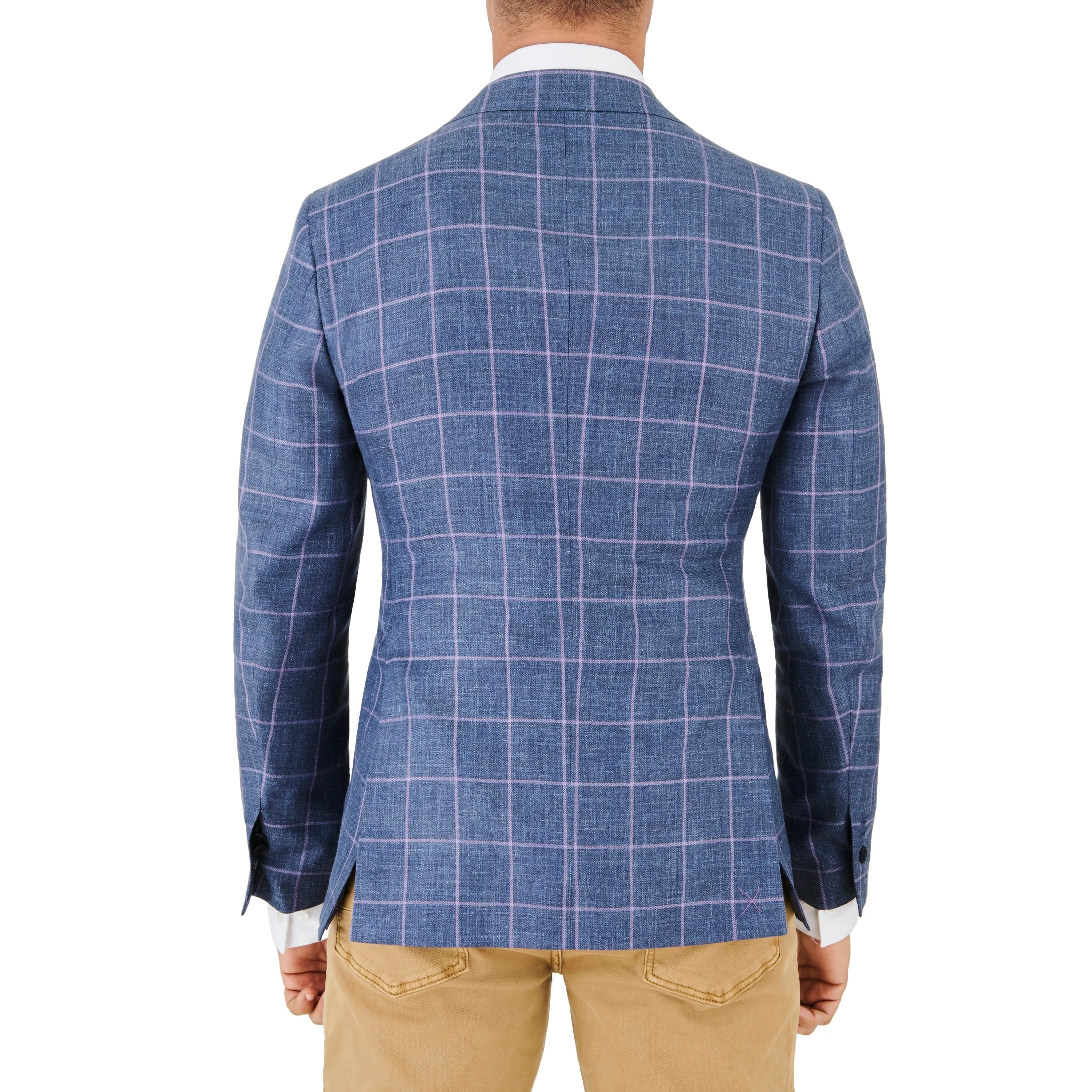 Blue Grey Sport Coat with Lilac Windowpane