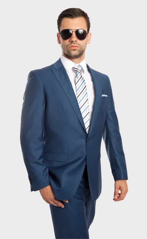 Blue One Button Slim Fit Suit