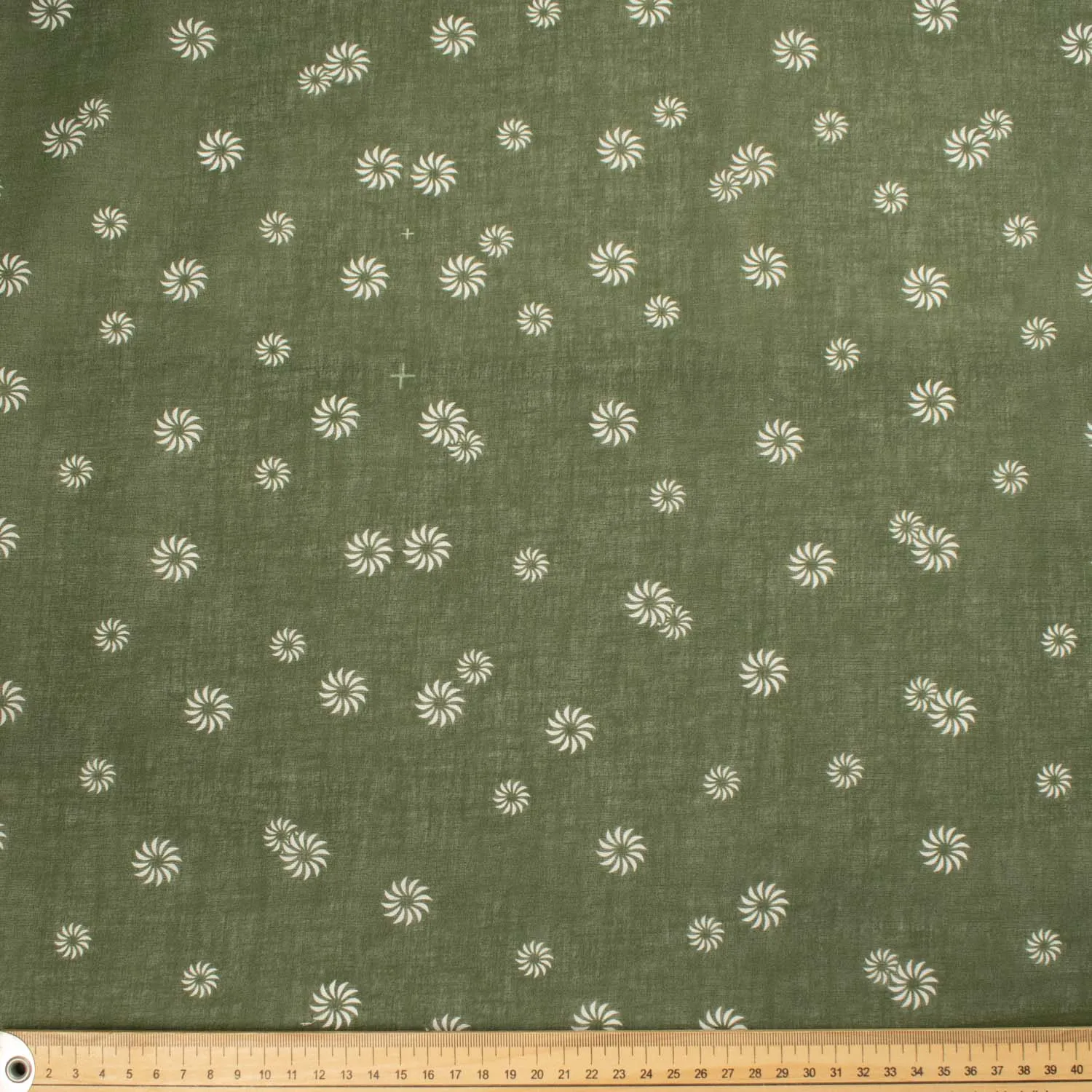 Border Printed Cotton Voile Design-7 White Florals on Green/Kylin & Flowers on Dusty Pink