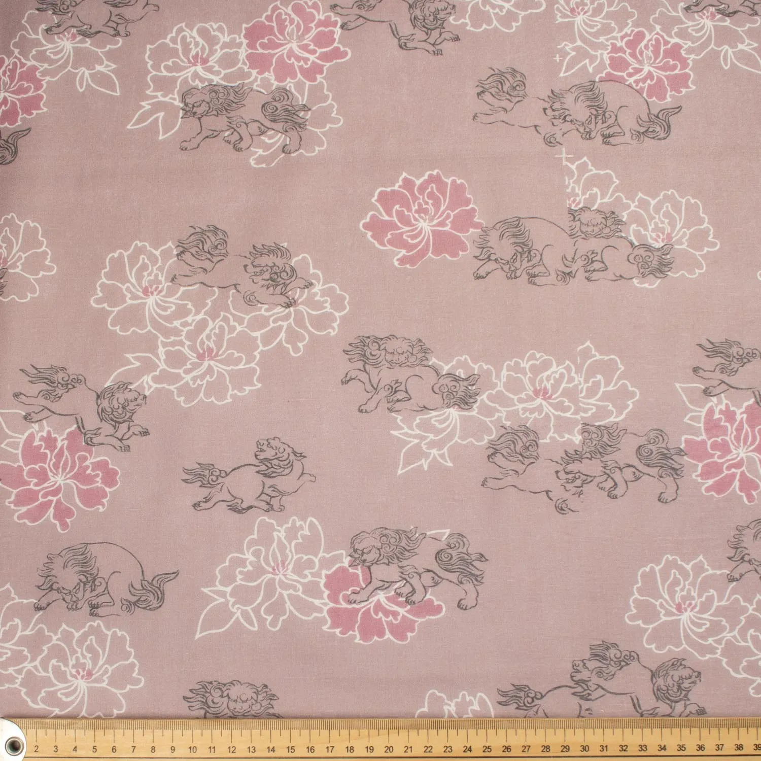 Border Printed Cotton Voile Design-7 White Florals on Green/Kylin & Flowers on Dusty Pink