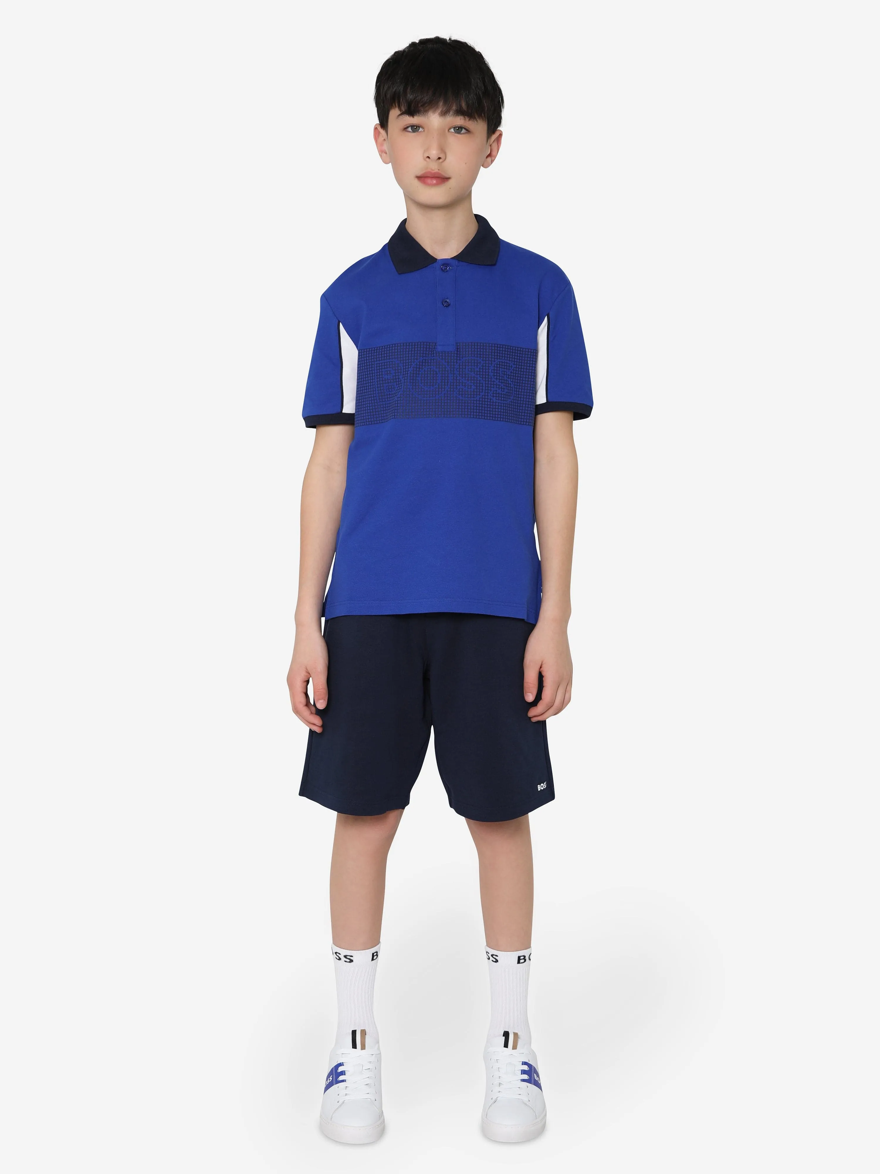 BOSS Boys Polo Shirt And Shorts Set in Blue