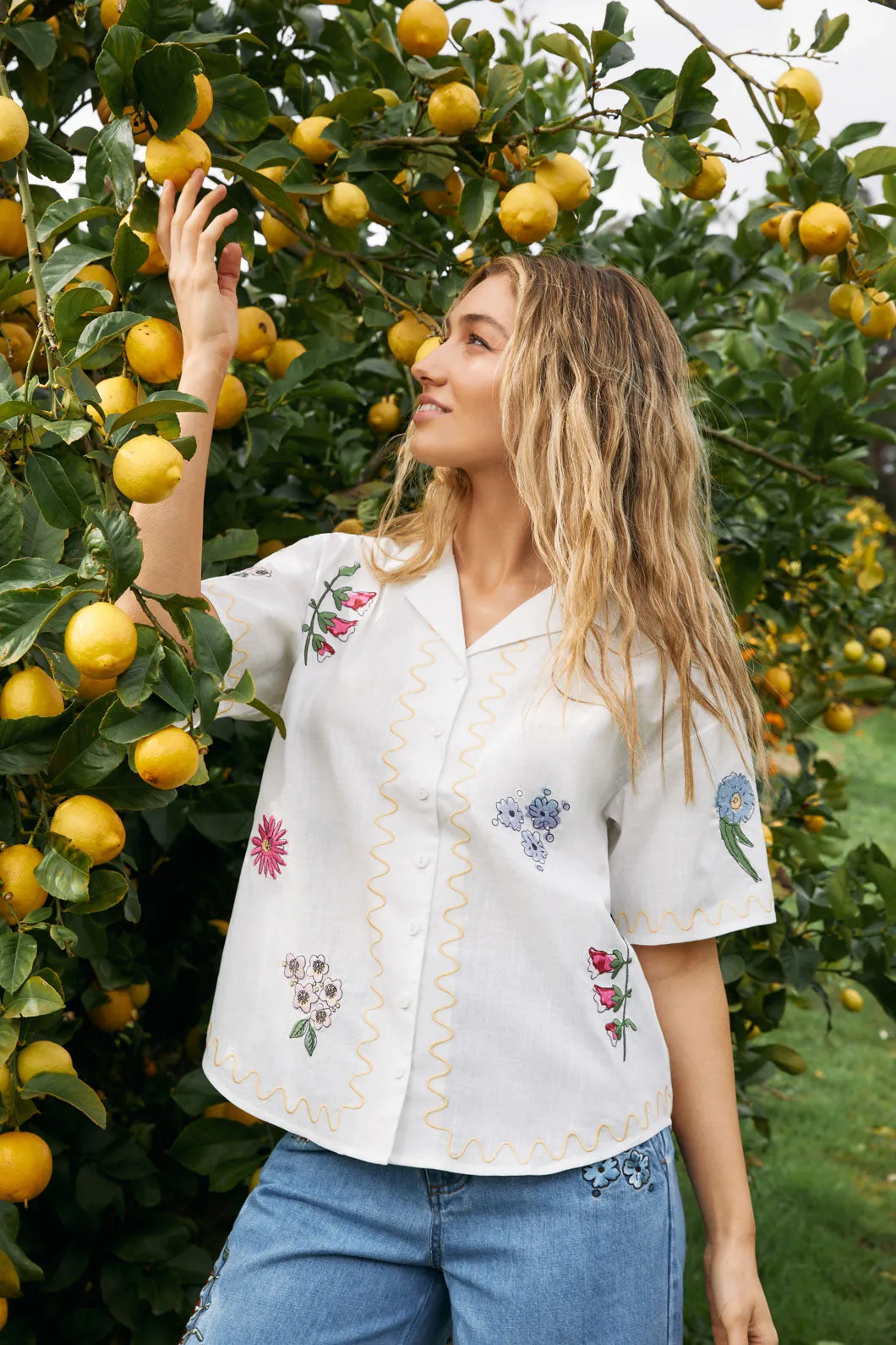 Bouquet Embroidered Shirt