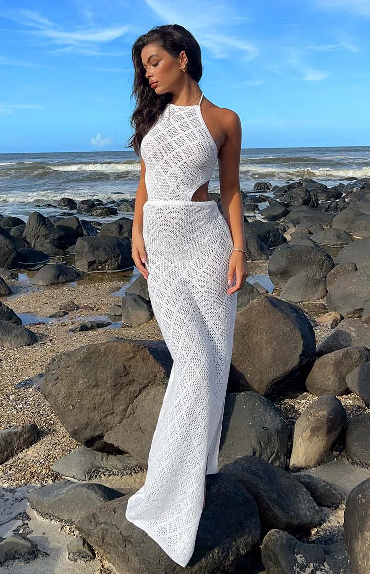 Brooks White Crochet Maxi Dress