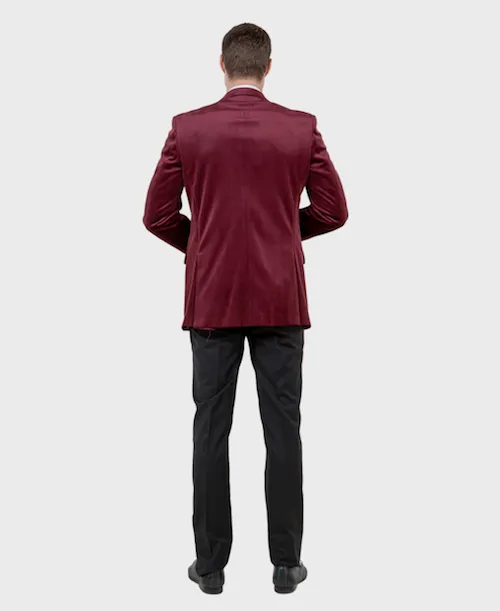 Burgundy Velvet Peak Lapel Blazer