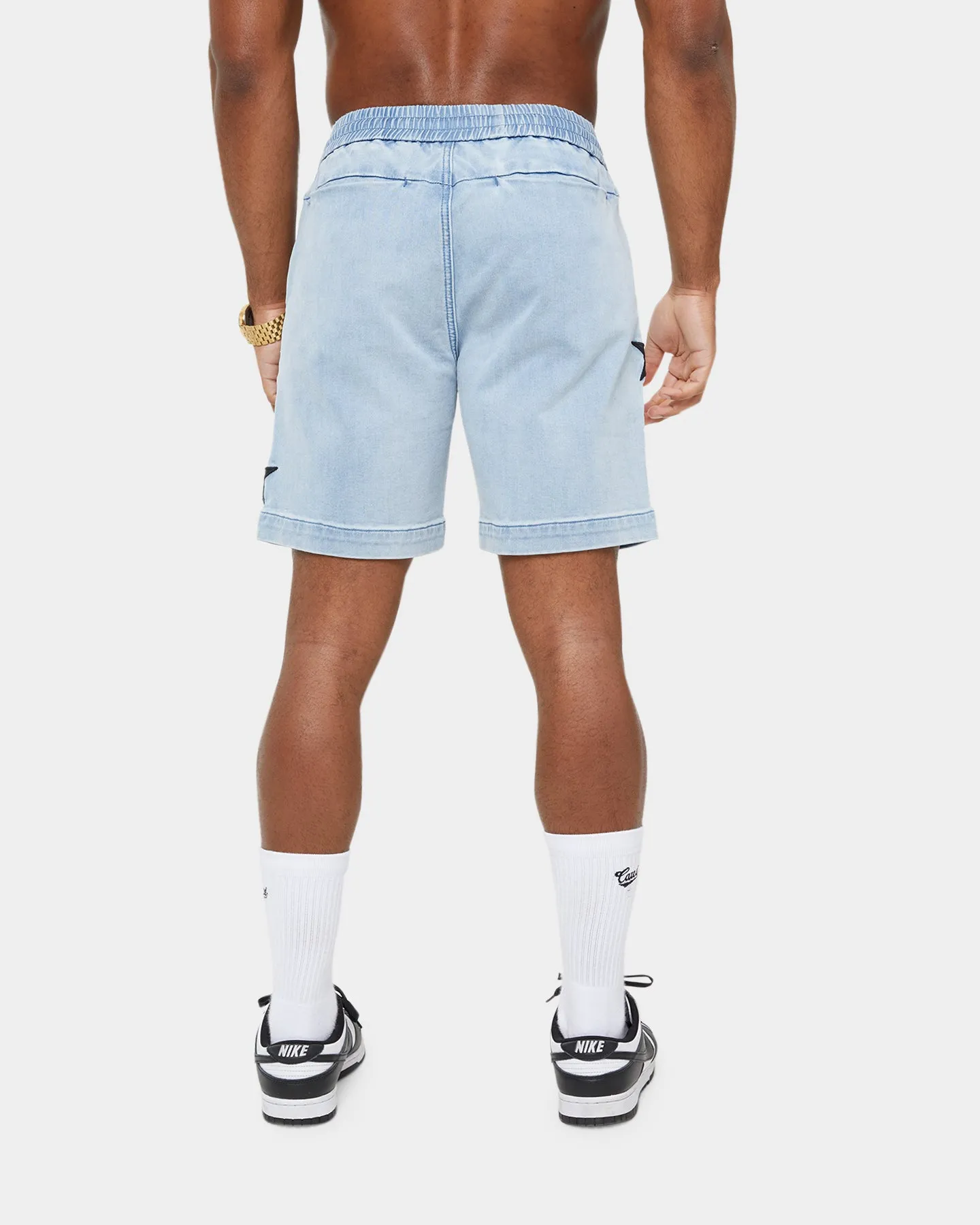 Carre Étoiles Denim Walk Shorts Light Blue