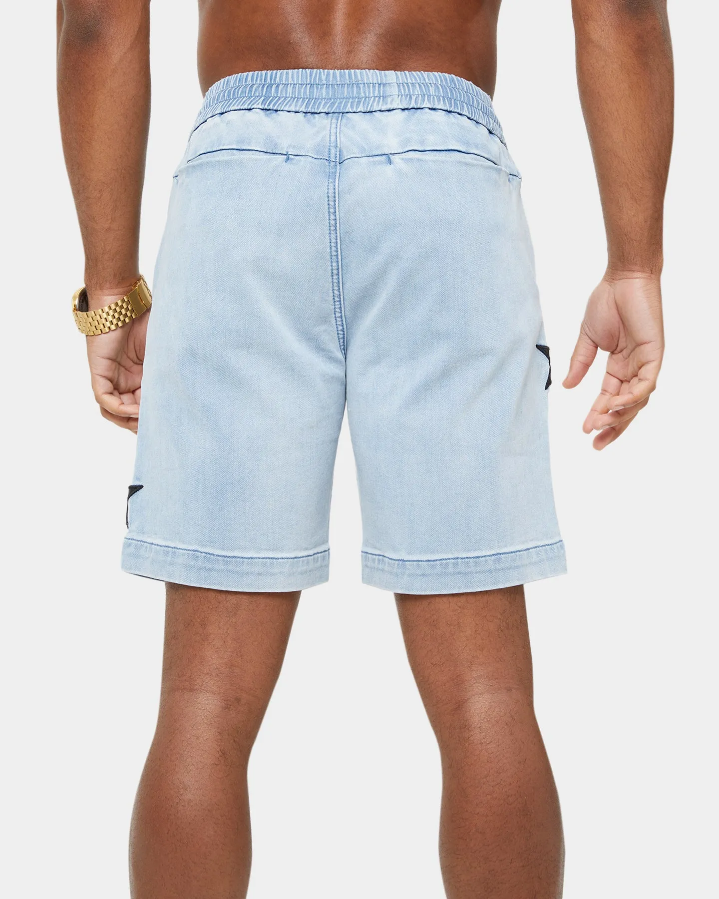 Carre Étoiles Denim Walk Shorts Light Blue