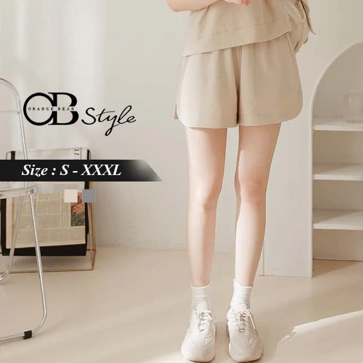 CASUAL COTTON RUFFLES ELASTIC WAIST SHORTS