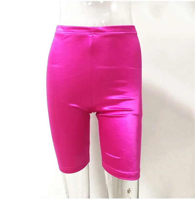 Casual Sexy Ladies' Shiny High Waist Fitness Shorts Women Cycling