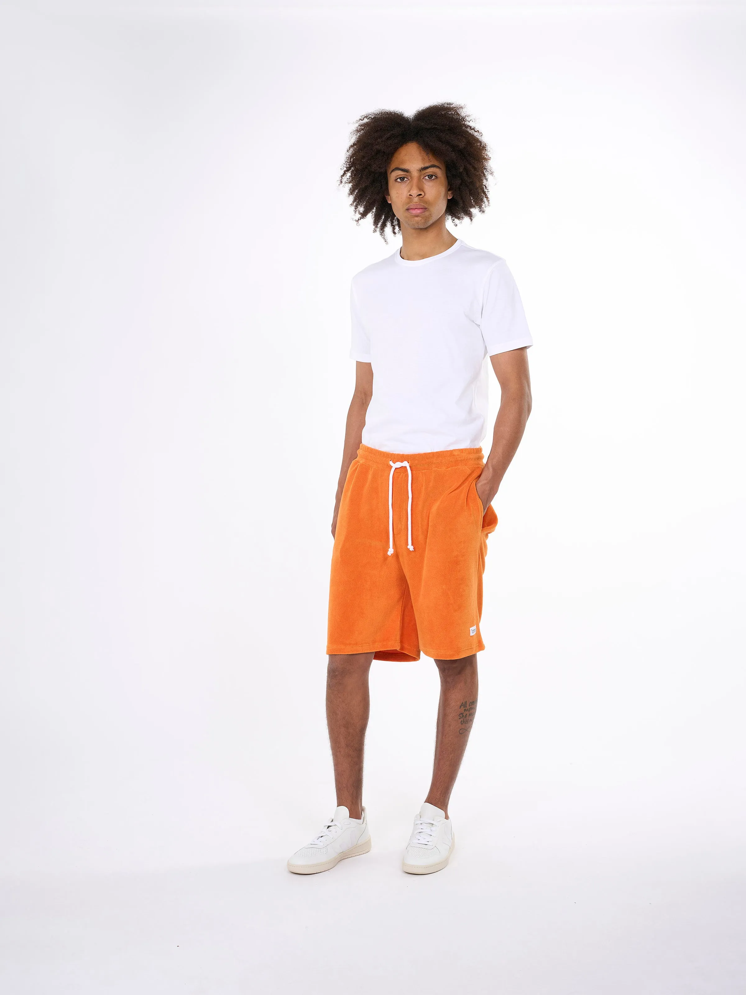 Casual terry shorts - Russet orange