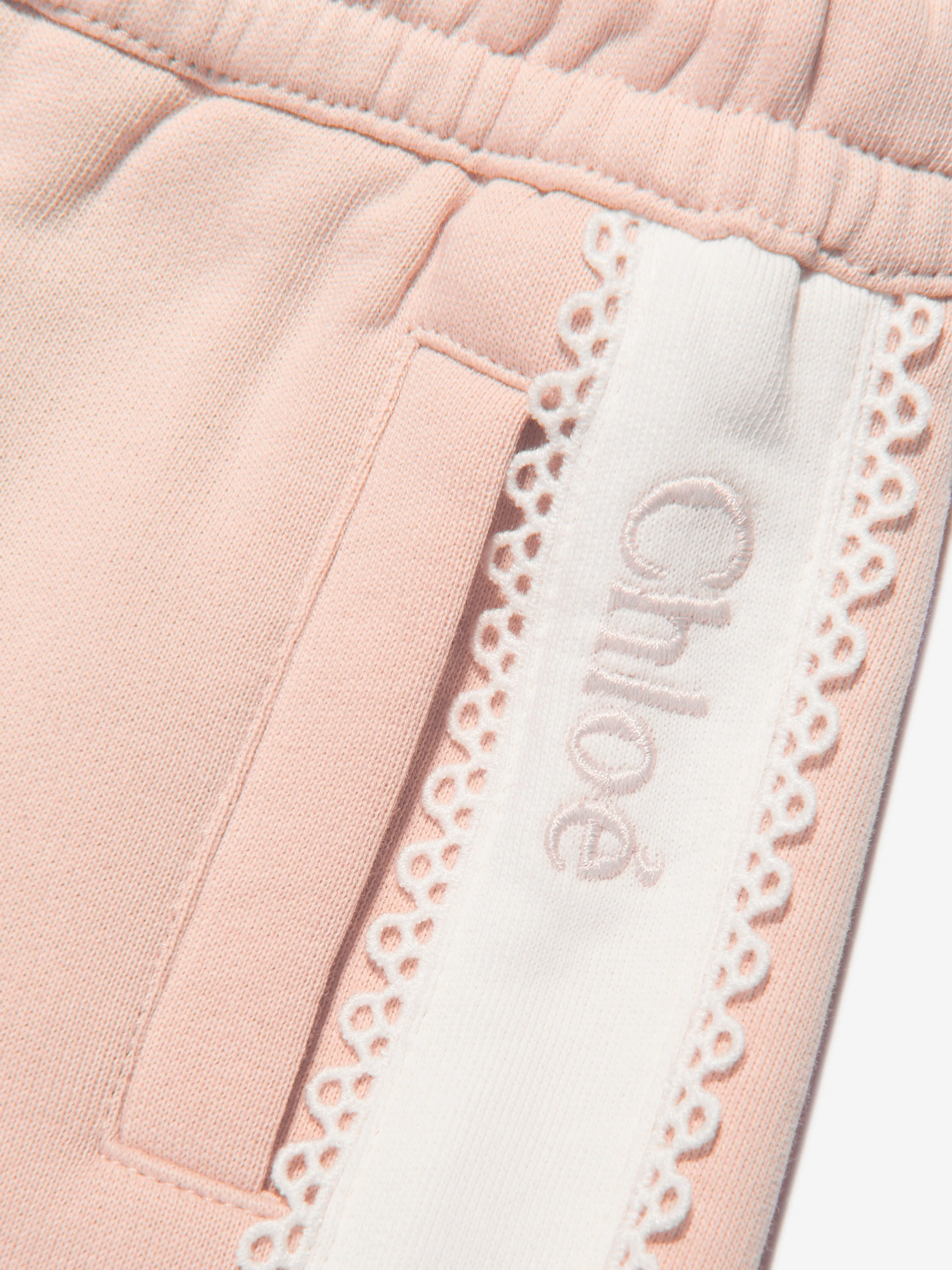 Chloé Girls Organic Cotton Fleece Shorts in Pink