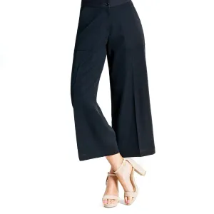 Clara Sunwoo Woven Twill - Zip Closure Front Pocket Cropped Trouser - Black