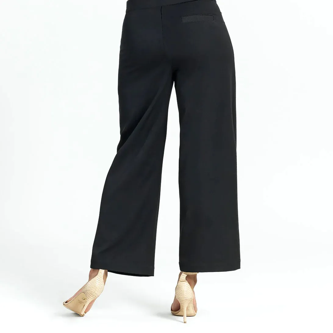 Clara Sunwoo Woven Twill - Zip Closure Wide Leg Pocket Trouser - Black