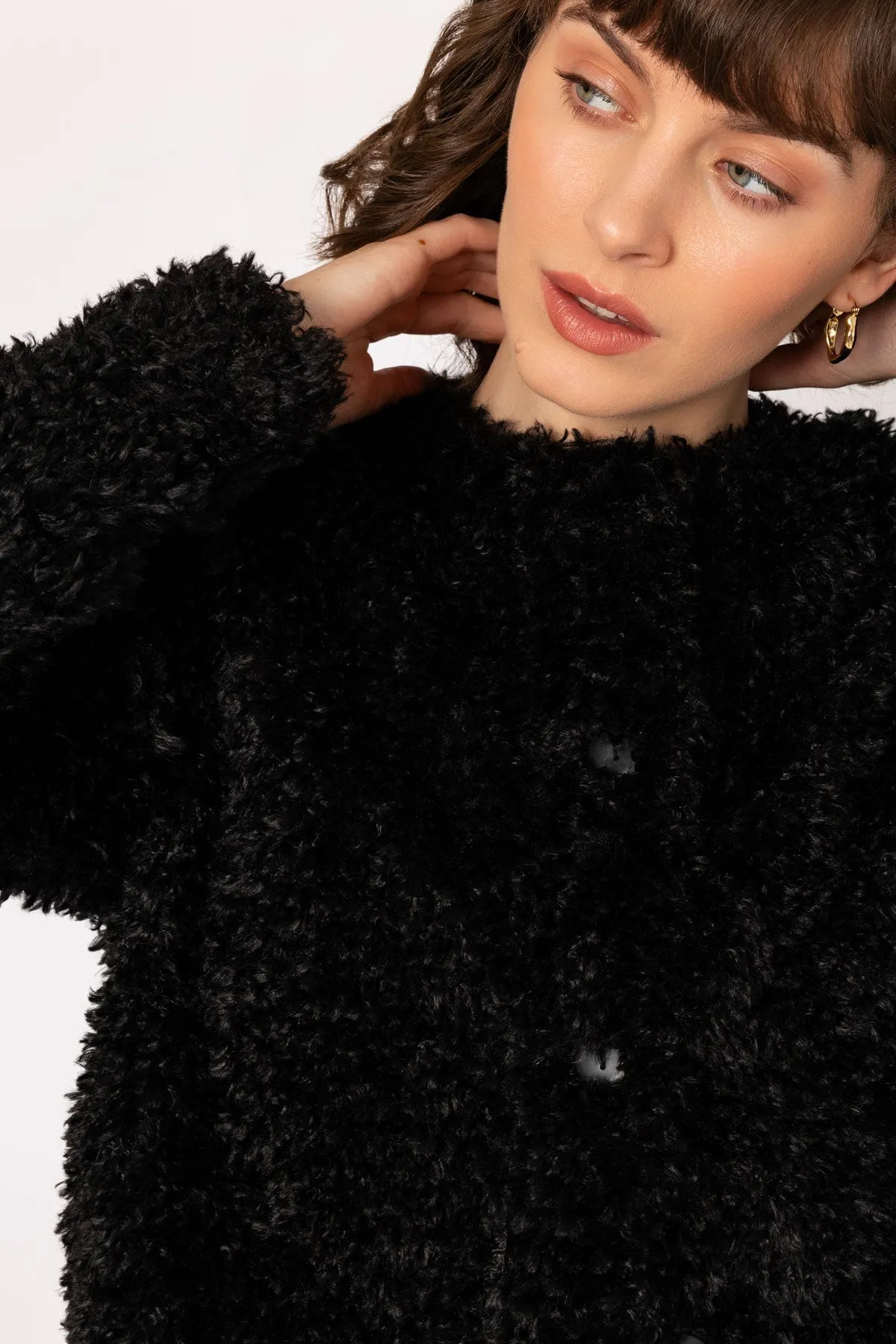 Cosy Black Furry Short Coat