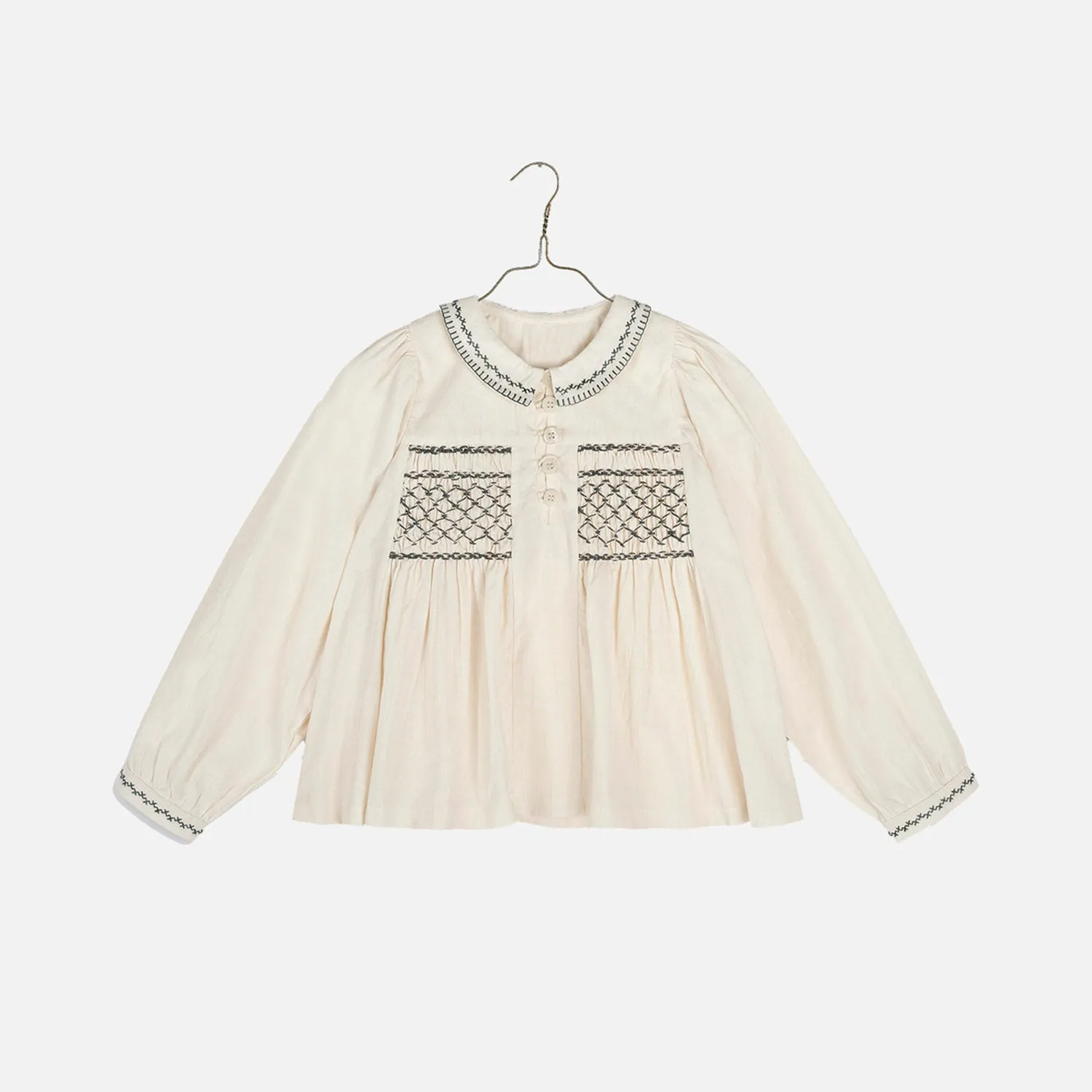 Cotton Gracie Smocked Blouse - Natural