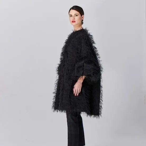 Couture Feather Coat - Black