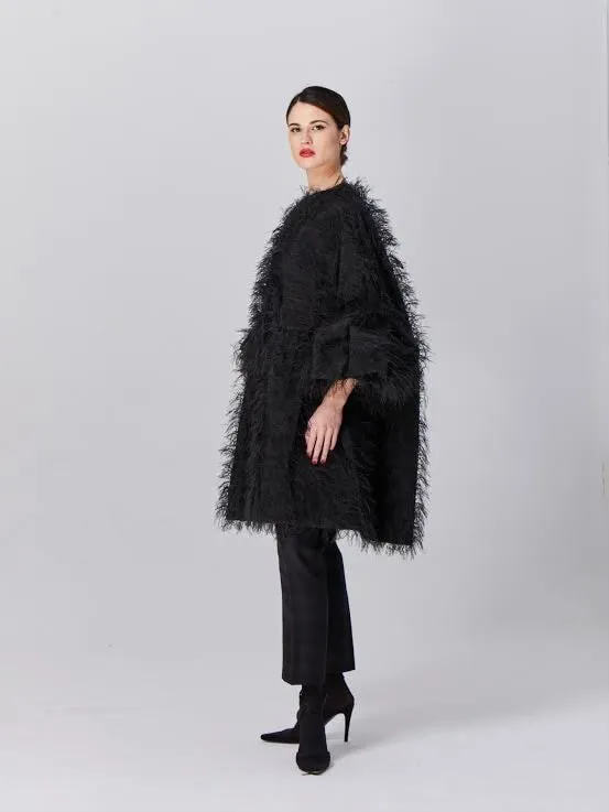 Couture Feather Coat - Black