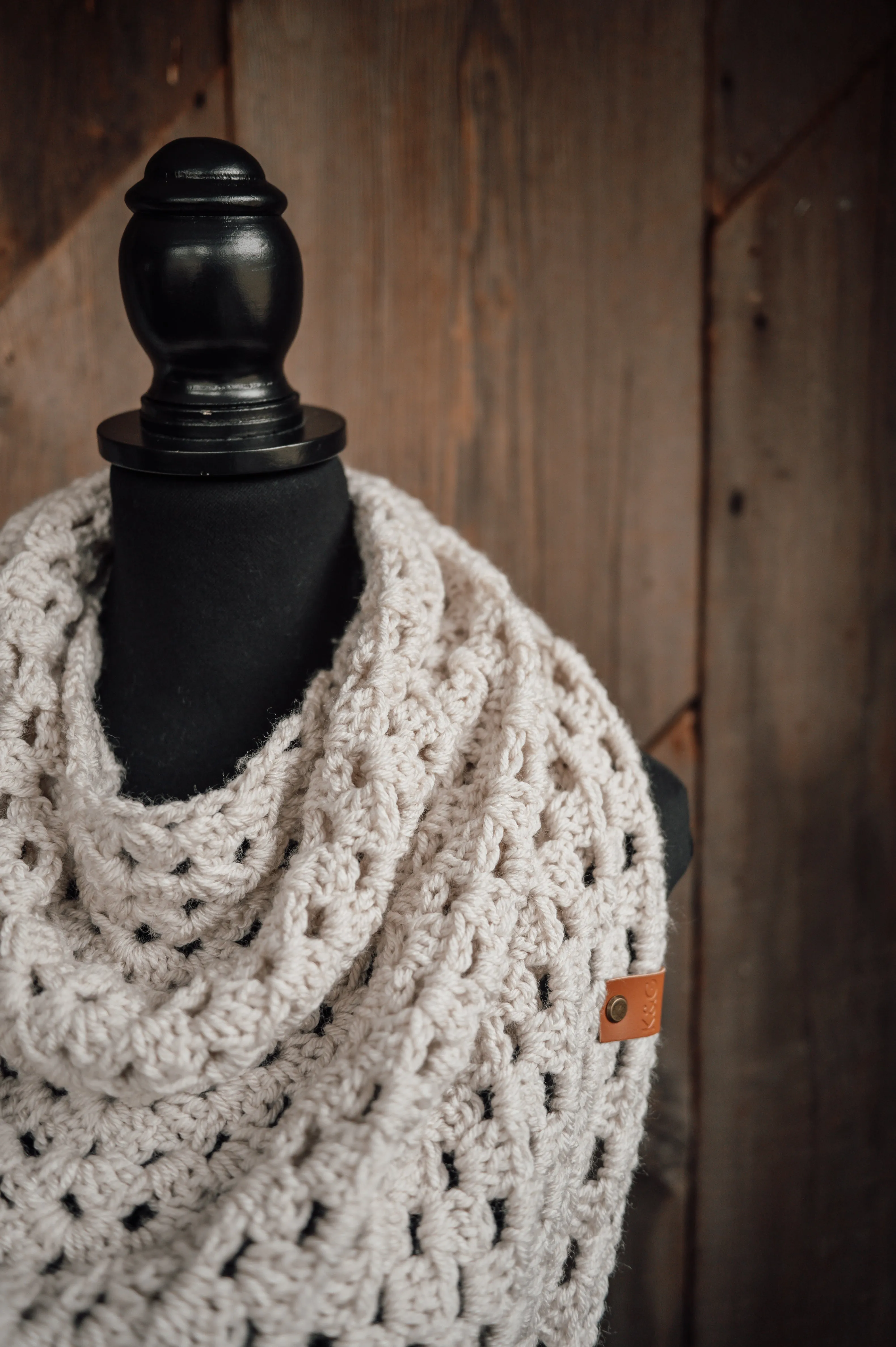 Cozy Crocheted Triangle Scarf - Linen