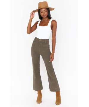 Crop Farrah Trouser Evergreen Corduroy