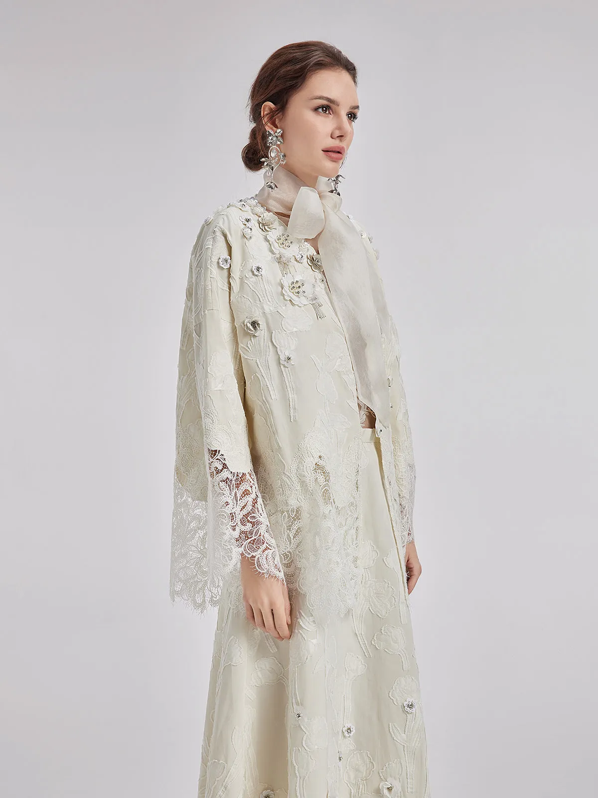 Custom Beaded Lace Jacquard Coat