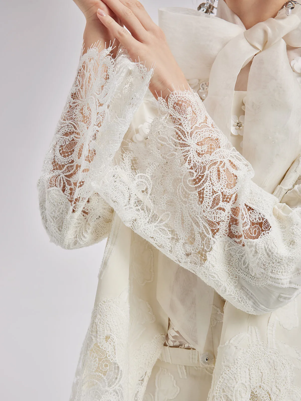 Custom Beaded Lace Jacquard Coat