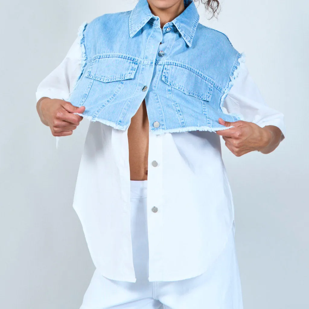 Denim cropped vest wholesale