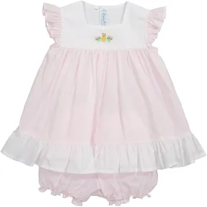 Easter Bunny Fly Sleeve Dress - Pink/White