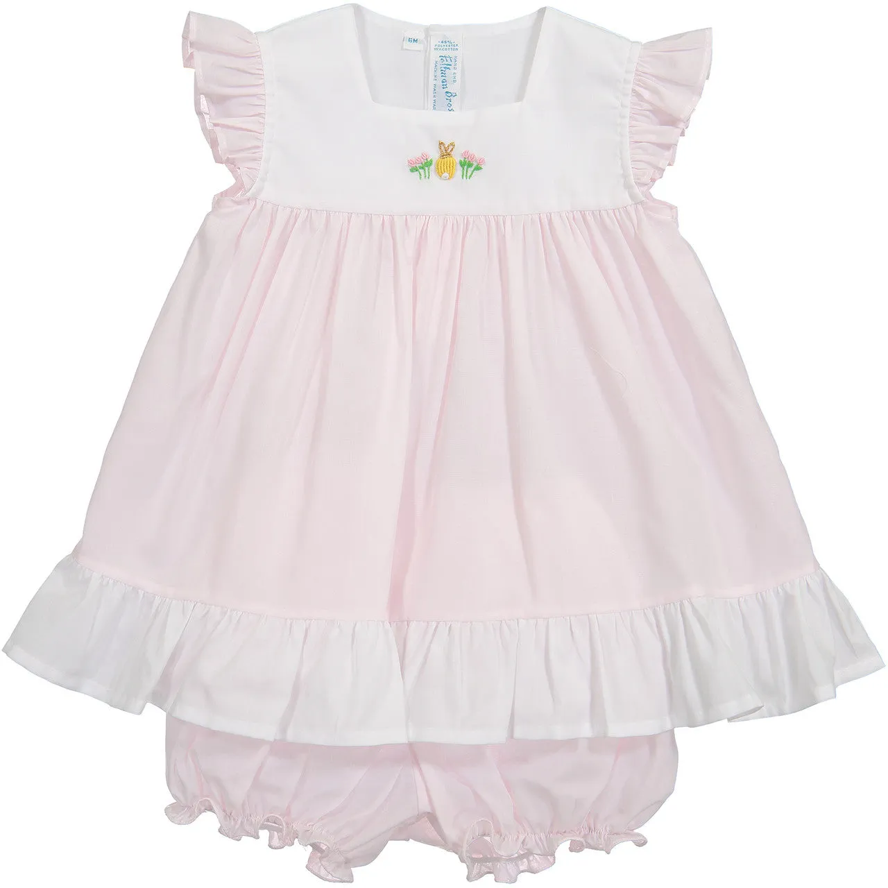 Easter Bunny Fly Sleeve Dress - Pink/White