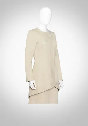 Elegant Beige Hi-Lo Jacket