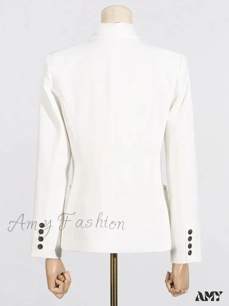 Elegant Solid Patchwork Single Button Notched Collar Long Sleeve Temperament Female Jackets New Blazer