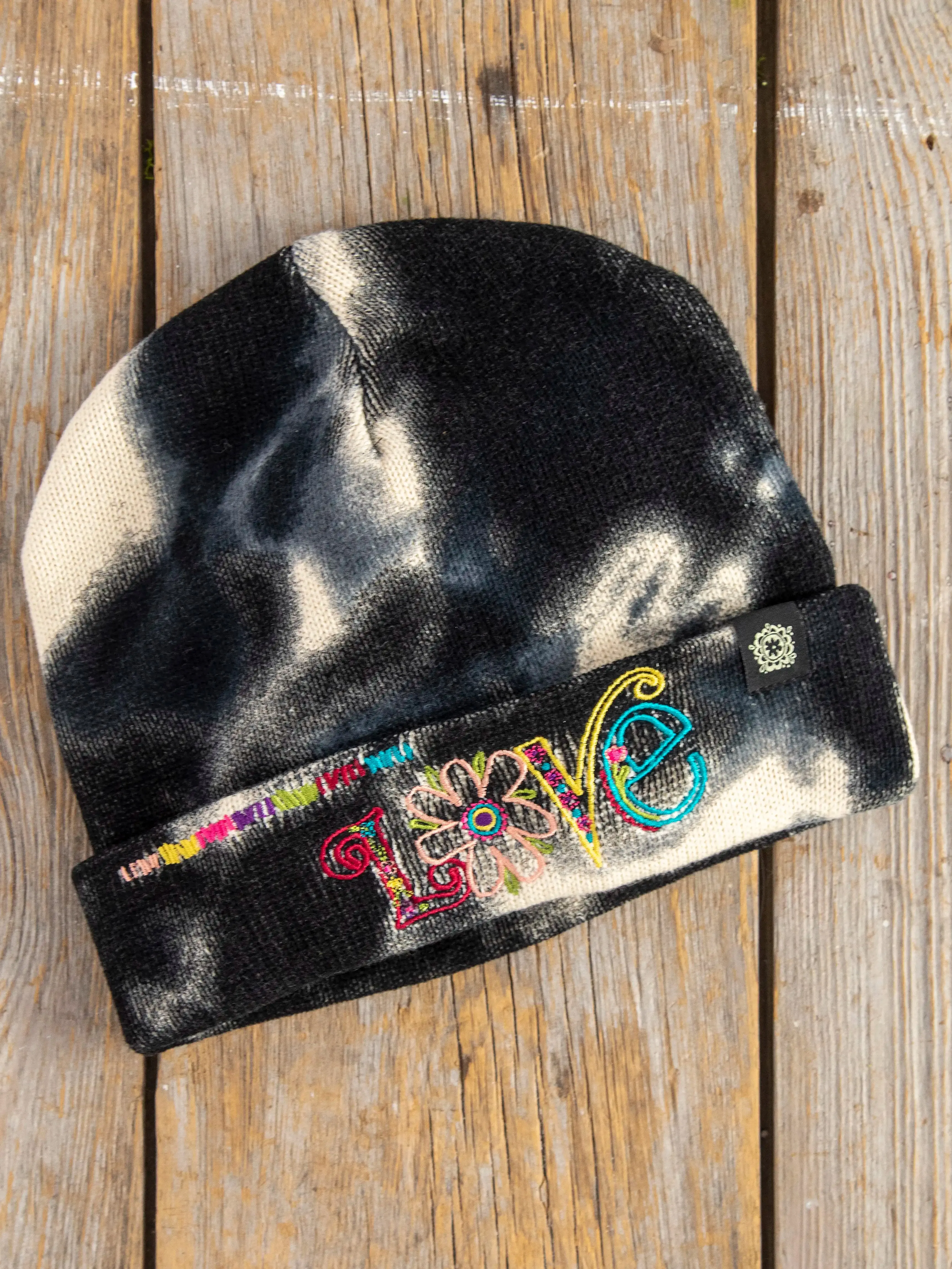 Embroidered Beanie - Tie-Dye Love