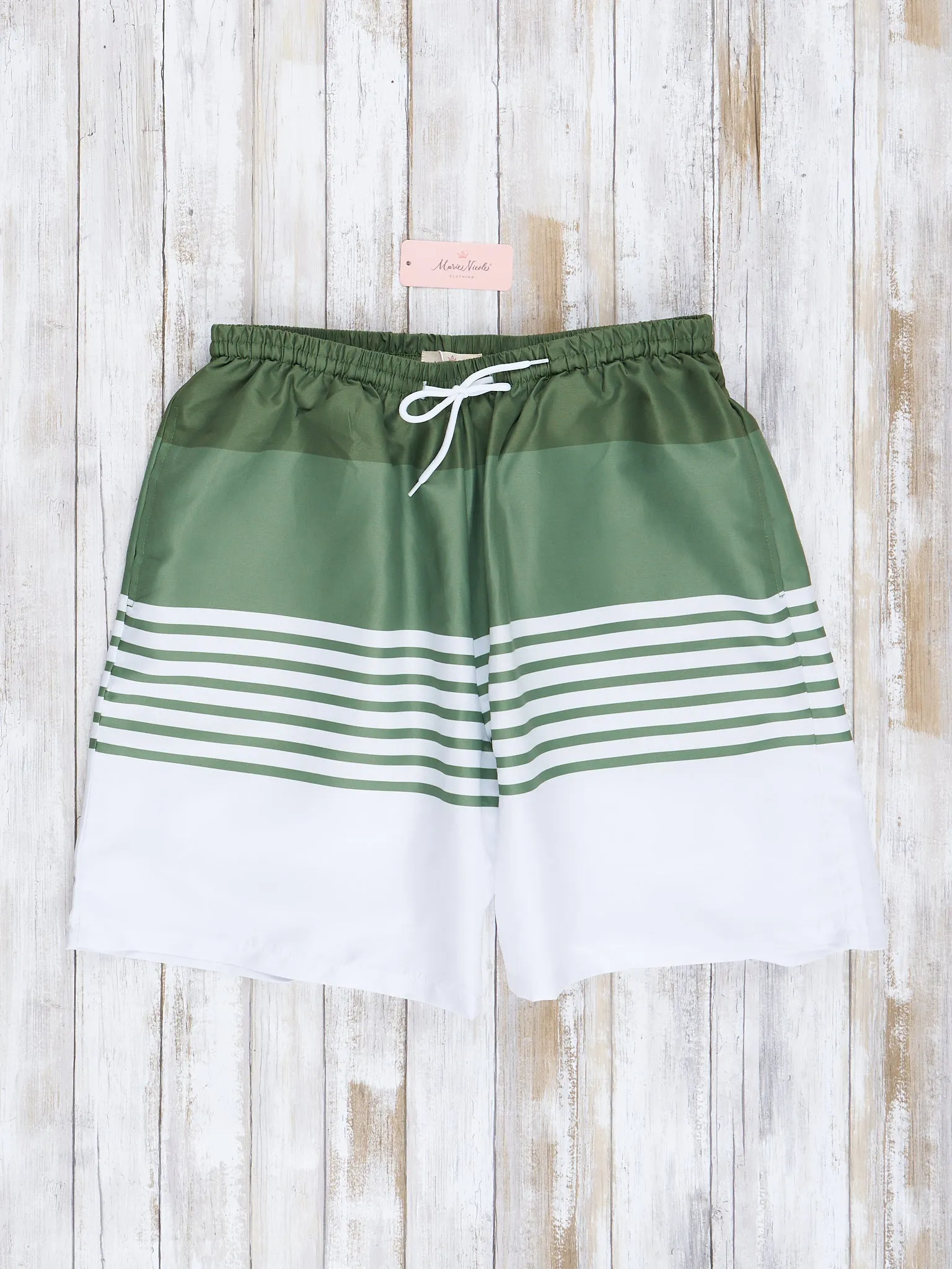 Family Green & White Stripes Swimsuit